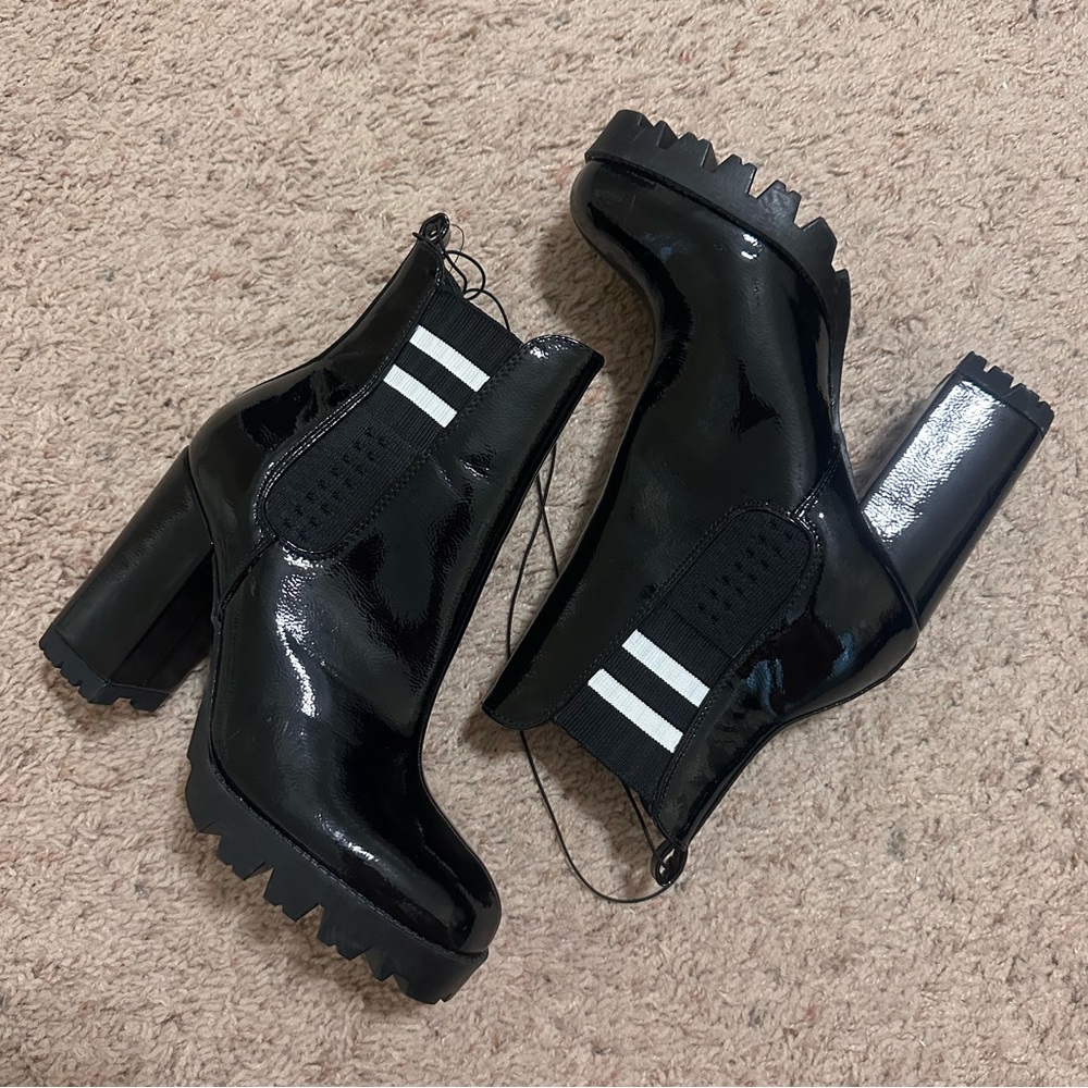 Forever21 Patent Leather Combat Chucky 3” Heel Ankle Bootie